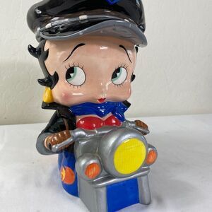 Biker Betty Boop handmade 2000 ceramic cookie jar